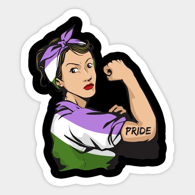 Strong woman genderqueer lgbt pride Sticker by Dianeursusla Clothes